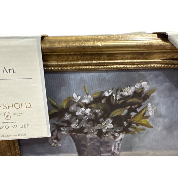 Gold Framed Wall Art With White Floral Vase Design By Threshold Studio McGee 8" - Picture 4 of 6